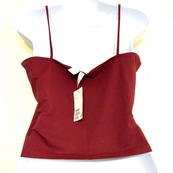 NWT Divided H&M shell tank top. PLUM adjustable spaghetti strap size L - Picture 2 of 7